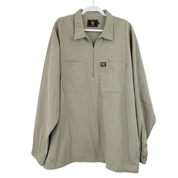 FB County Zip Shirt Long Sleeve Pocket Workwear Casual MEN 3XL heavyweight - Picture 1 of 10